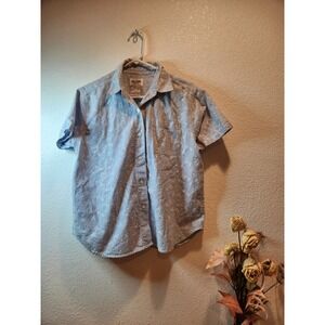 Solutions Petite Blue White Stripe Embroidered Cotton‎ Short Sleeve Shirt PL